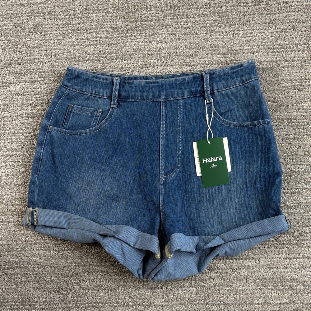 Halara Flex™ High Waisted Pockets Rolled Hem Washed Denim Casual